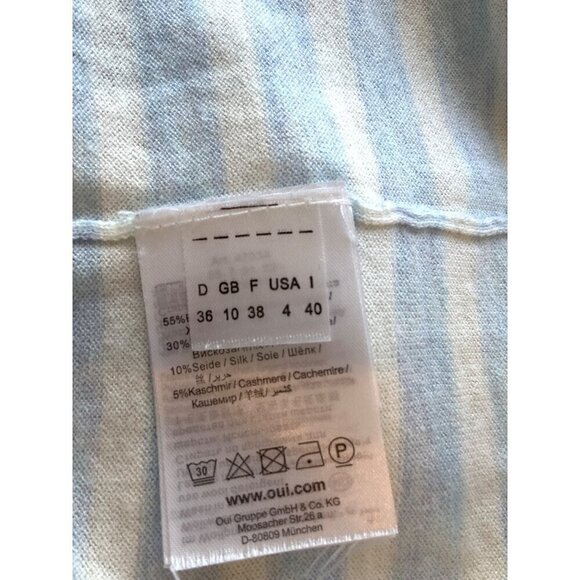 OUI  cashmere /silk blend sweater lightweight very soft comfy Med 38' chest stri - Picture 5 of 7